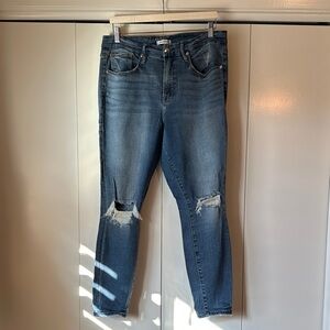Good American Blue Distressed Straight Leg Jeans